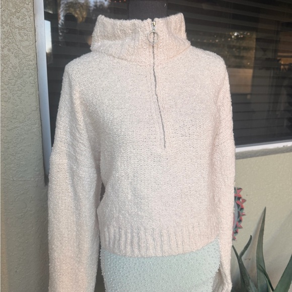 Aeropostale Cream Half Zip Cozy Boucle Sweater Women’s XL Size 12 - Picture 8 of 8
